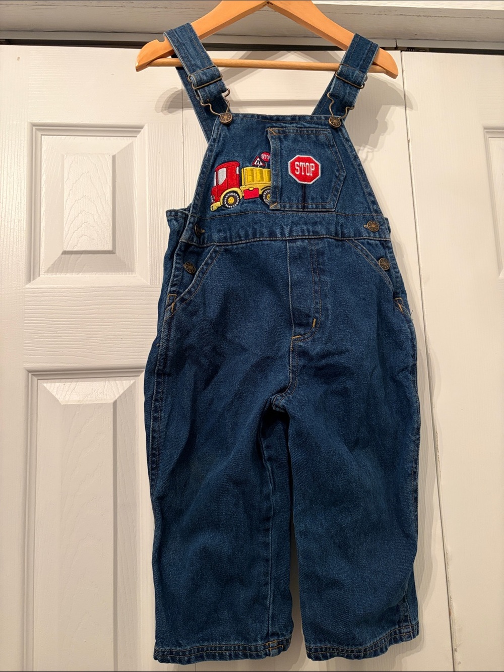 Vintage Woolrich Dark Blue Denim Overalls with Truck & Stop Patch